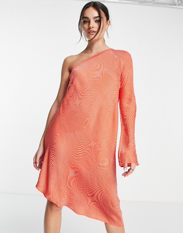 & Other Stories one shoulder dress in orange print