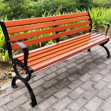 廠家直發戶外公園實木休閑椅鑄鐵長木靠背椅室外小區休息平凳廣場