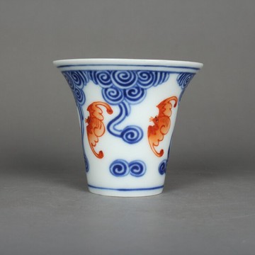 清同治粉彩云福紋茶杯聞香杯古玩古董陶瓷器手工仿古老貨收藏擺件