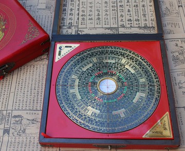 通勝8寸27層綜合羅盤精準羅盤八卦風水羅盤純銅面板羅盤配木盒