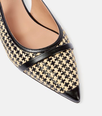 Malone Souliers Jama leather-trimmed raffia ballet flats