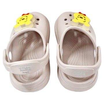 BORUI 柏睿鞋業 兒童款 電燈飾釦洞洞涼鞋 造型防水園丁鞋  維尼 奶茶色  130mm