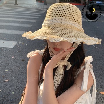 ☀️熱銷免運☀️ 係帶草帽 女帽 韓版 夏季鏤空草帽 透氣草編帽 海邊沙灘度假遮陽帽 漁夫帽 防曬帽 沙灘帽 海灘帽