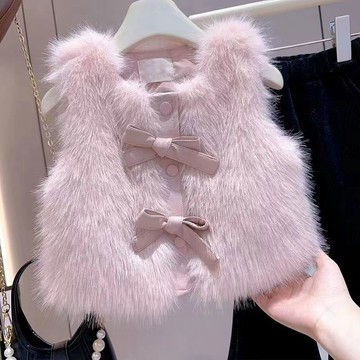 mori🎀mori女童仿皮草毛毛馬甲秋冬兒童加厚小香風背心坎肩外套