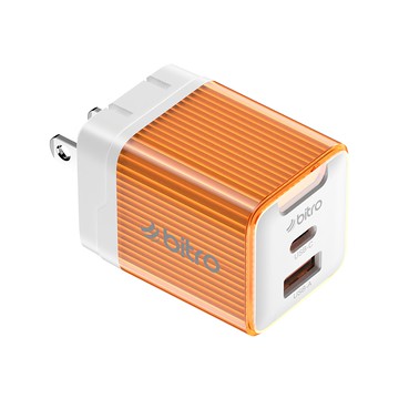 bitro GaN 45W 氮化鎵PD雙孔快速電源供應器 BG45AC 原廠保固  陽光橘  1個