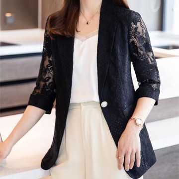 鏤空西裝外套女七分袖春秋2026年新款高端港風休閑顯瘦小西服上衣