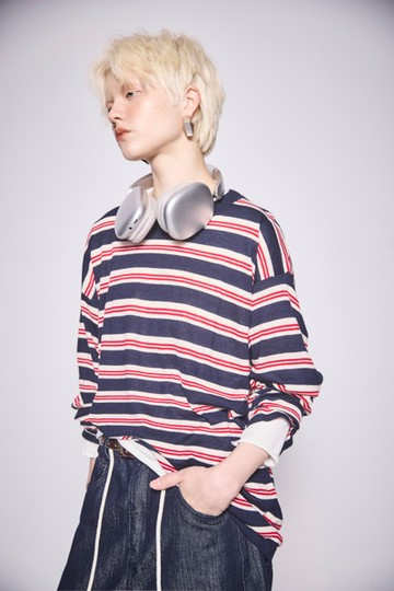 復古條紋針織上衣