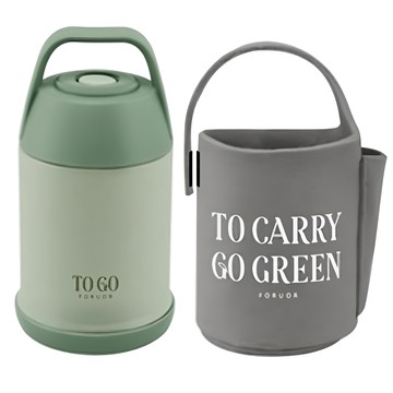 FORUOR 森沐 真空食物保溫罐提袋組 500ml  綠色  1組