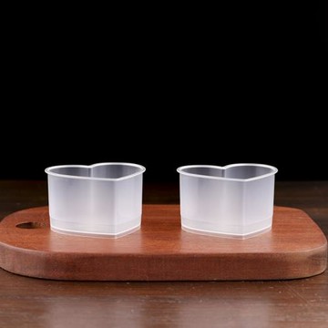 心形耐烤布丁杯水浴耐高溫甜品杯子加厚酸乳酪模具帶蓋塑料蛋糕杯