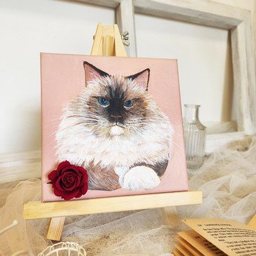 客製永生寵物寫實油畫 永生花  節日送禮 生日禮物 居家擺設