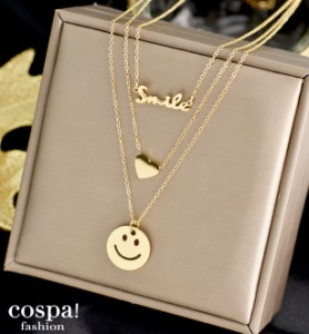 ネックレス スマイル レディース ニコちゃん ハート ３連 チェーン ゴールド 大人 Love 豪華 ゴージャス ラッキー 通販 Lineポイント最大1 0 Get Lineショッピング
