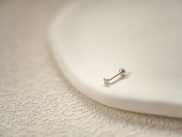 SV925 極簡 單鑽轉珠耳環 3mm 爪鑲 耳針 耳骨