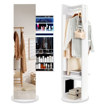 《C&B》思薇恩無框鏡面首飾衣帽架穿衣立鏡旋轉鏡櫃白色