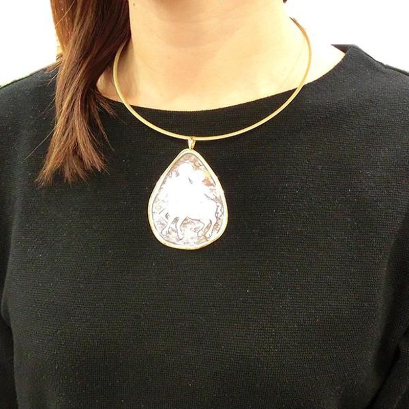 作家品 K18 SV925 シェルカメオ ルビー付き ブローチ