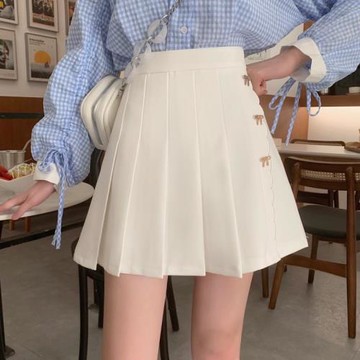 百褶裙女大碼褶皺半身裙春夏白色高腰2022新款顯瘦jk學生a字短裙