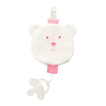 Fees BEBE 可拆奶嘴防塵套夾 10 x 10cm  無奶嘴  熊熊粉  1個