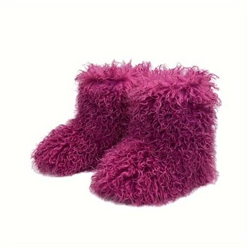 毛毛長筒靴gal系可愛仿貉子狐貍25cm高筒澀谷辣妹y2k歐美雪地靴