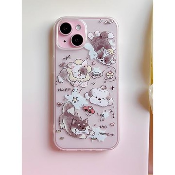 可愛涂鴉小狗適用于蘋果13/14/15/16/17proMax手機軟殼iPhone11/12MINI透明