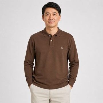 Polo Ralph Lauren RL 熱銷刺繡小馬長袖Polo衫-咖啡色