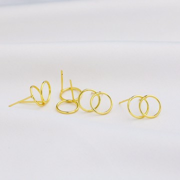 XS-14K包金保色圓形耳針diy手工圓圈耳釘配件金色耳飾流蘇飾品資料