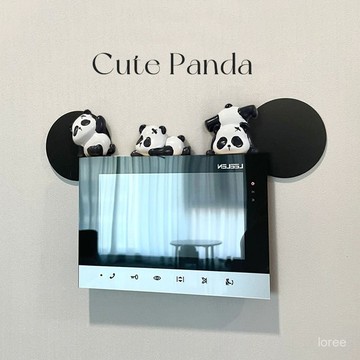 🔥品質超好🔥日用可愛熊貓開關貼可視門鈴遮醜裝飾插座空調創意客廳裝飾墻貼