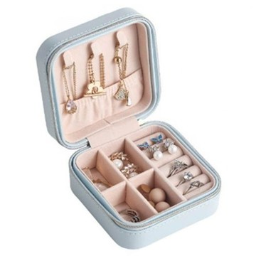 PORA BELLA 小方形皮革首飾盒 簡約皮革 顏色柔和一致  藍色