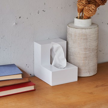 日本+d 直角設計衛生紙盒 (2色) - 白色