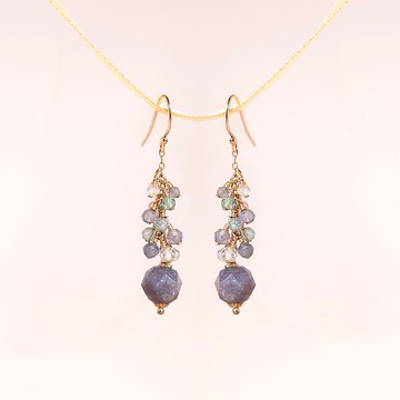 星鑽堇青石14K包金耳環 禮物