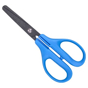 CANARY 長谷川刃物 兒童不粘膠剪刀 圓形刀刃安全 適合中小學生辦公 不鏽鋼刀片 ABS樹脂  藍色  1支