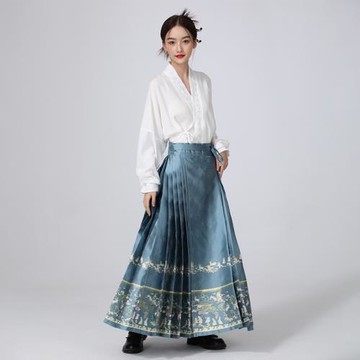 新中式【玉兔】馬面裙套裝日常通勤漢服明制改良重工混搭國風上衣