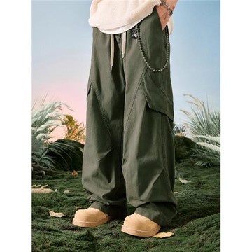 Nuthink美式闊腿褲休閑工裝褲寬松直筒彎刀長褲男款新款2026年春