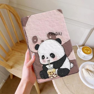奶茶熊貓適用三星A8平板10.5寸保護套GalaxyTabS8 12.4保護殼11英寸s7+/s8+/s7FE s6lite/A9防摔s9卡通A7皮套