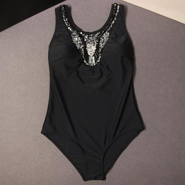 泳衣女2025新款歐美胸墊連體遮肚顯瘦帶鉆溫泉比基尼溫泉游泳衣