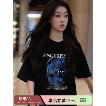 明星單依純同款甜酷辣妹風潮牌短袖t恤男女寬松熱辣美式復古上衣