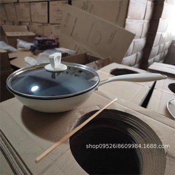 工廠直供鈦鍋有鈦不粘鍋無涂層炒鍋家用不銹鋼平底炒菜鍋