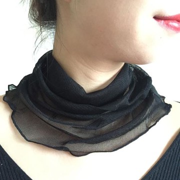 真絲純色圍脖套頭 天然桑蠶絲假領子 圍巾春秋防曬女網眼真絲