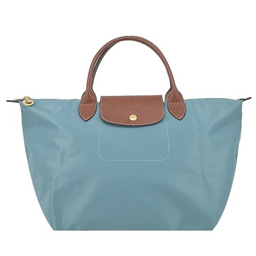 [平輸版]LONGCHAMP LE PLIAGE系列短把再生尼龍摺疊水餃包(中/尤加利綠)真品平輸