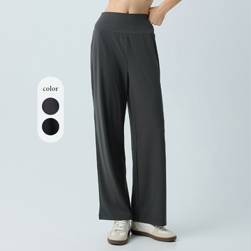 元動力 素色高彈吸濕排汗瑜珈寬褲(兩色；S-L)