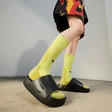 NIKE 拖鞋 CALM SLIDE 黑色 防水 厚底 麵包拖鞋 女 DX4816-001