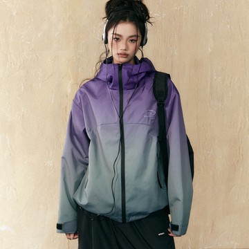 台灣出貨 紫色漸層衝鋒衣2024新春秋季戶外山系防水登山服外套男女潮牌
