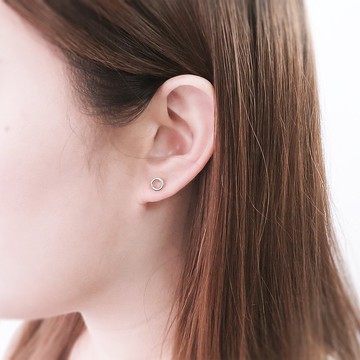 甜甜圈圓線耳環 銀色 925純銀耳環