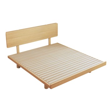 E-home 舒眠系雙人全實木懸浮感應燈條床架-5尺-原木色原木色