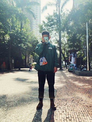 CINDERACHEL設計師極簡風反光掛繩個性百搭斜挎束口袋帆布包 印花