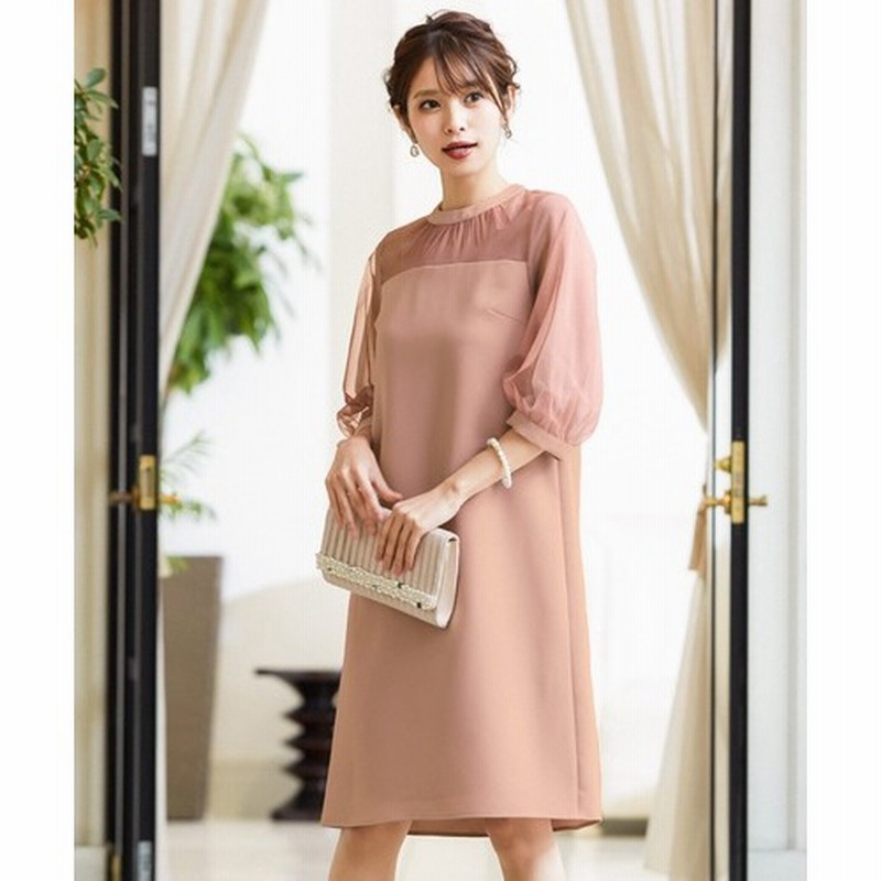Fashion Letter 結婚式 ワンピース パーティードレス ドレス チュール シースルー 披露宴 二次会 お呼ばれ 成人式 同窓会 謝恩会 卒業 式 卒業パーティー コーデ 大学生 袖あり 七分袖 レース 膝丈 ミドル丈 春夏秋冬 服装 女性 レディース 体型カバー 二の腕 かわいい