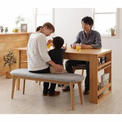 天然木オーク材エクステンションダイニング Festia フェスティア 4点セット(テーブル+チェア2脚+ベンチ1脚) W120-180