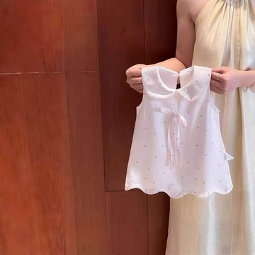 Mimo⭐女童愛心無袖連衣裙夏季小童女寶娃娃領冰感清涼裙子