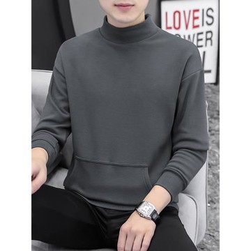 2025新款半高領衛衣男潮ins春秋款寬松潮流百搭加絨中領秋季長袖