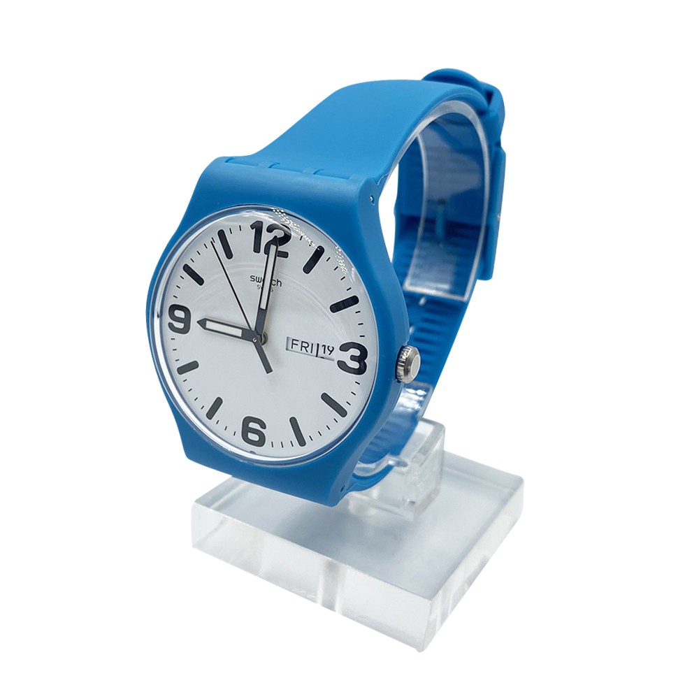 Swatch COSTAZZURRA 雙曆夜光腕錶手錶藍白SUOS704 - 蝦皮商城- LINE購物