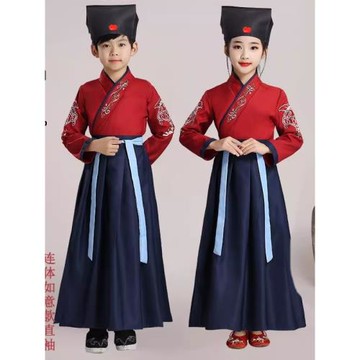 幼兒童古裝漢服男童女童男孩唐朝詩人才子書童杜甫古詩詞朗誦服裝