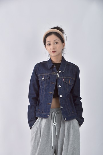 (S) levi丹寧牛仔素面藍色外套